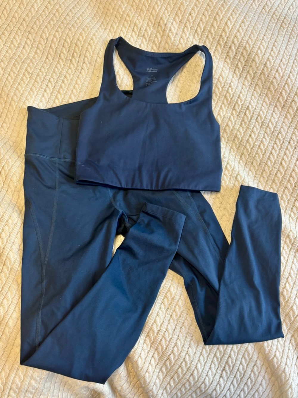 girlfriend collective blue workout set